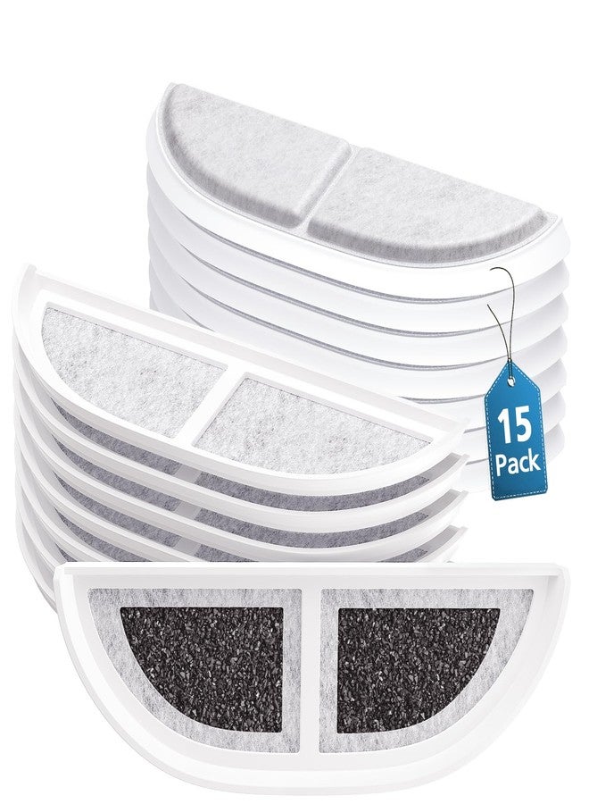 Caehomly 15-Pack Cat Water Fountain Filters Compatible with eufy Stainless Steel Pet Fountain 3L/105oz, Pet Water Fountain Filter with Triple Filtration System for Cats and Dogs - Image 1