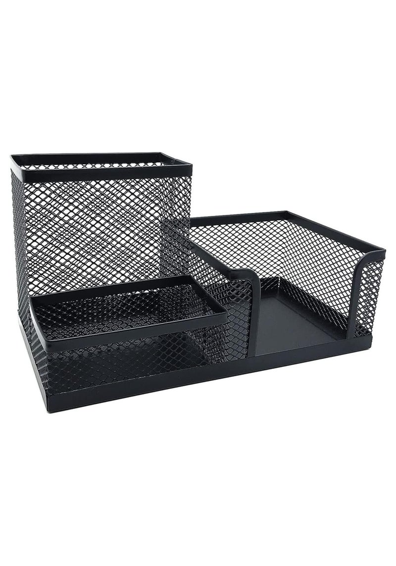 PARTNER منظم مكتب شبكي معدني باللون الأسود - Image 1