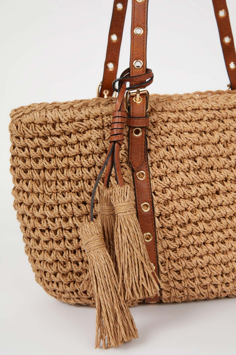 DeFacto Beige Woman Woman Straw Shoulder Bag Casual - Image 3