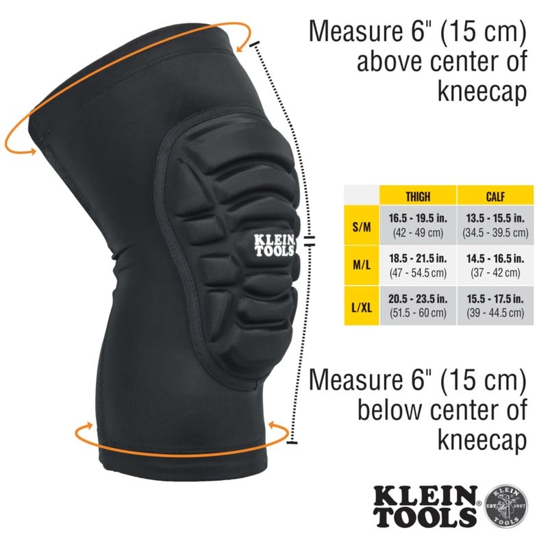 Klein Tools 60492 Knee Pads, Lightweight Padded Knee Sleeves, Breathable Mesh Back, Elastic Cuff with Slip-Resistant Silicone, Black, M/L - Image 3