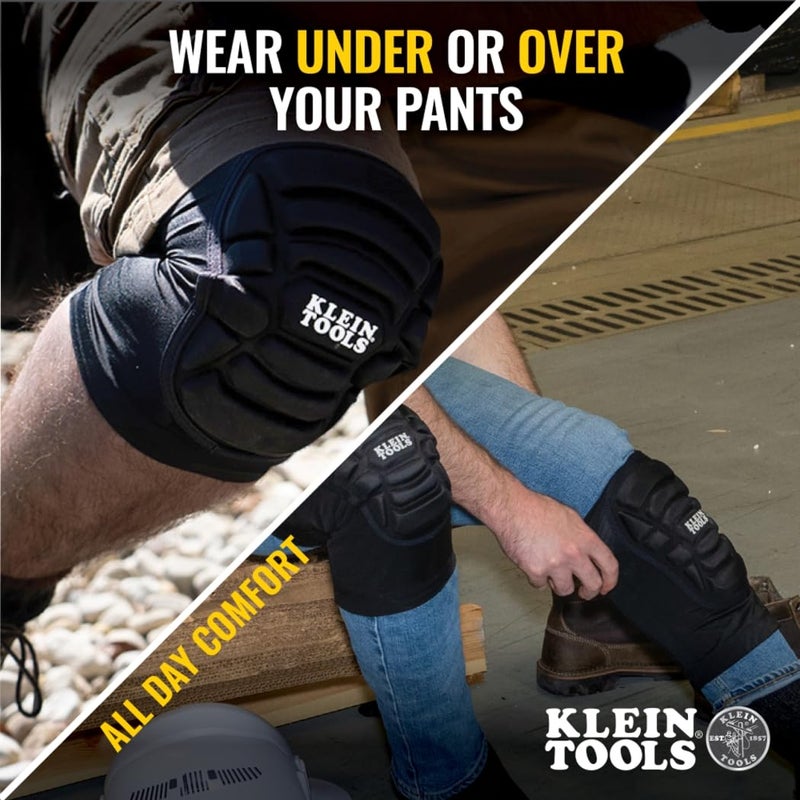 Klein Tools 60492 Knee Pads, Lightweight Padded Knee Sleeves, Breathable Mesh Back, Elastic Cuff with Slip-Resistant Silicone, Black, M/L - Image 4