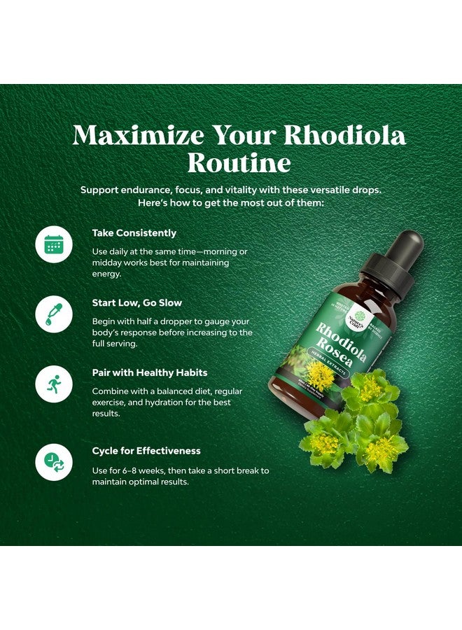 Natures Craft High Potency Rhodiola Rosea Tincture - Liquid Rhodiola Supplement for Stress Energy and Mood Support with 3% Salidrosides Rosea Extract - Vegan Non-GMO & Alcohol-Free (120 Servings) - Image 3