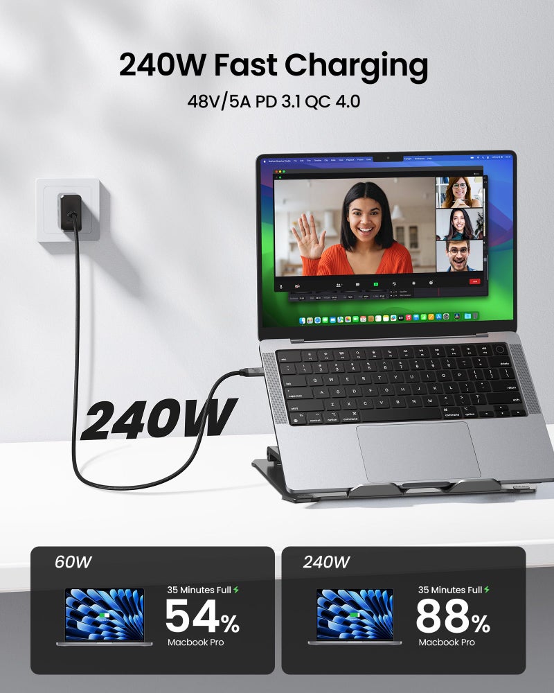 Silkland USB C Monitor Display Cable 6.6FT [4K@144Hz/60Hz 8K@30Hz], USB C 3.2 Gen 2x2 Video Cable, 20Gbps Data Transfer, 240W PD Fast Charge, Compatible with iPhone 16, MacBook Pro, iPad - Image 5