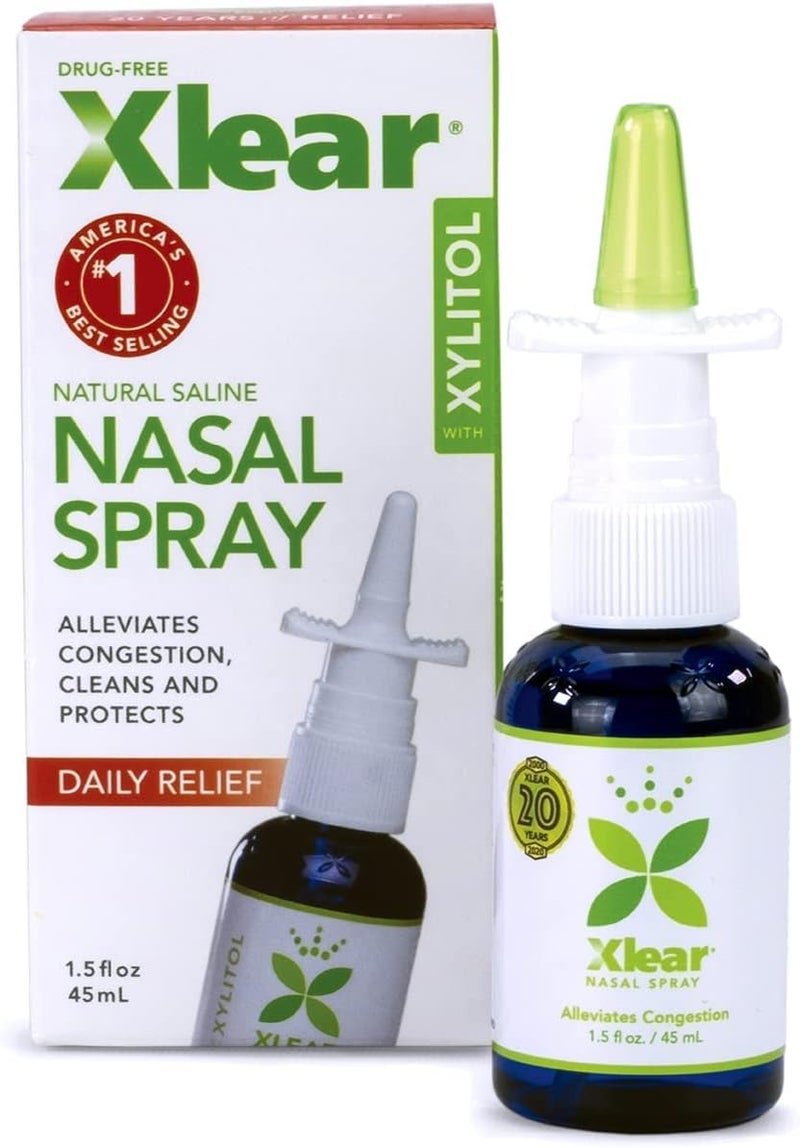 Xlear Nasal Spray, Natural Saline Nasal Spray with Xylitol, Nose Moisturizer for Kids and Adults, 1.5 fl oz (Pack of 4)