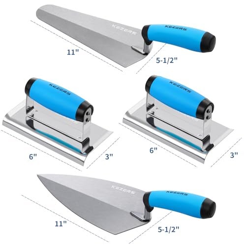 KEZERS 8-in-1 Concrete Finishing Tools Kit: Magnesium Float, Finishing & Pool Trowel, Gauging & Brick Trowel, Concrete Groover & Edger for Masonry, Stucco Repair & Bricklaying - Image 3