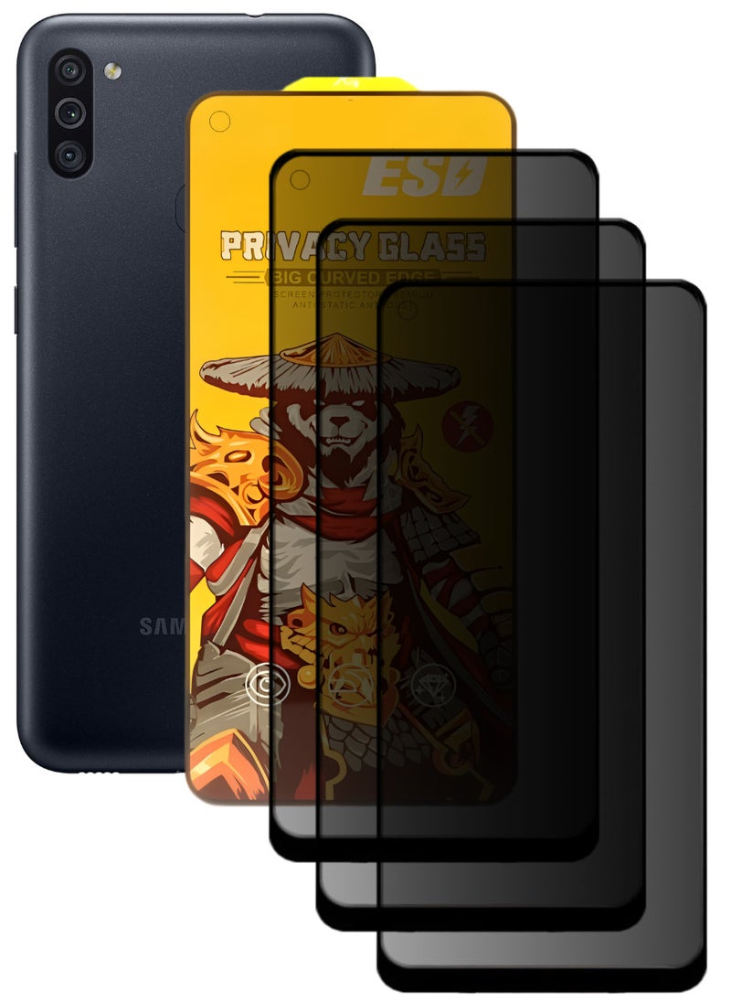 ESD 3 Pieces Tempered Dustproof Privacy Glass Screen Protector Compatible For Samsung Galaxy M11 - Image 1