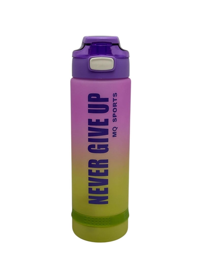 QSHOP QSHOP®Naver Give Up Motivational Sports Water Bottle Leakproof Portable Drinking Bottle Fashion Durable Gym Fitness Sports Bottle with Straw and Strap, BPA Free (1000ml)  - Image 1