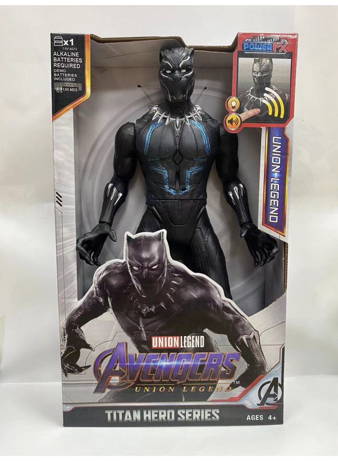 12-inch 30cm Avengers Toy Spider-Man Iron Man And Other Multi-joint Movable Luminous Sound-Color:Black Panther - Image 1