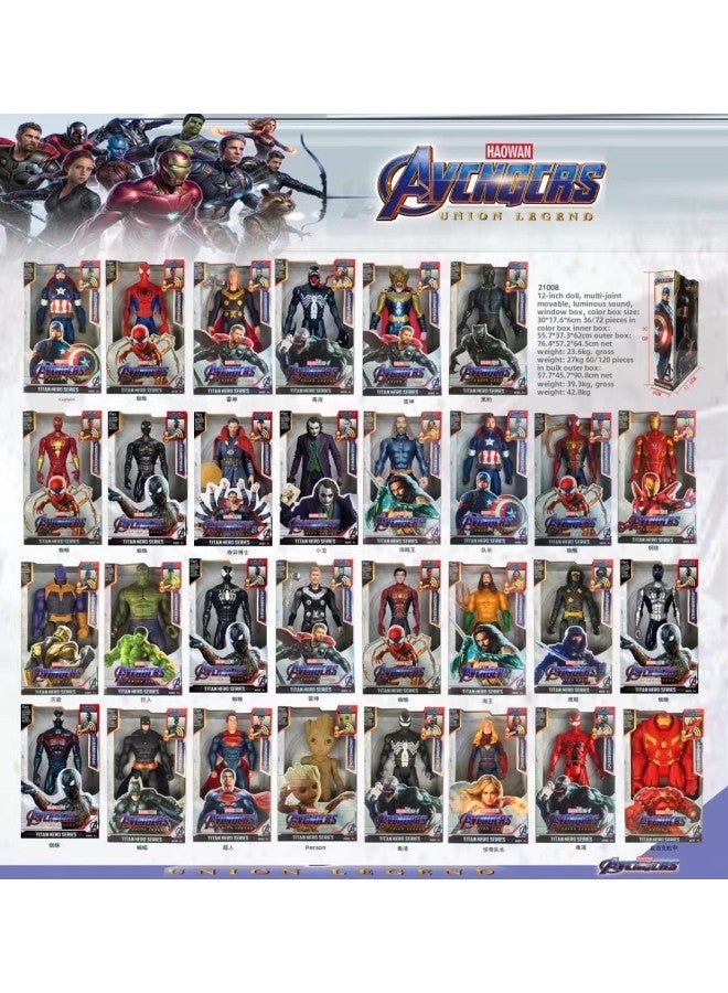 12-inch 30cm Avengers Toy Spider-Man Iron Man And Other Multi-joint Movable Luminous Sound-Color:Black Panther - Image 2