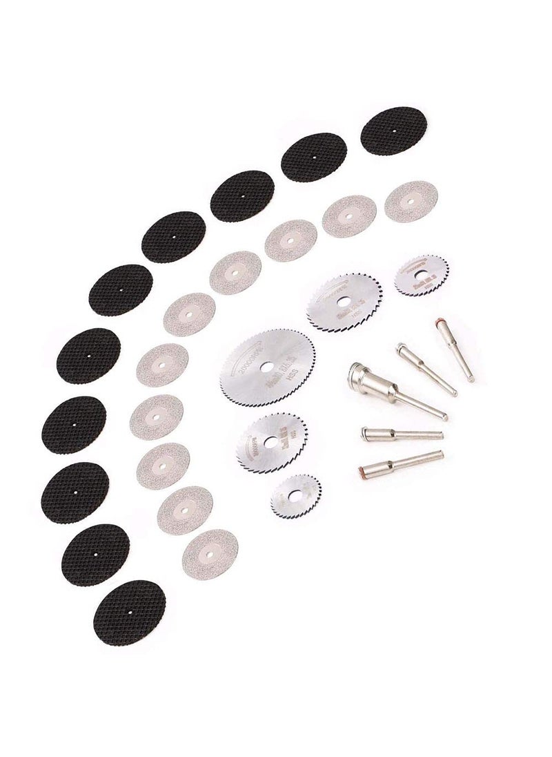 DIY Crafts Diy Crafts 10698 Cutting Wheel Set for Rotary Tool Diamond Cutting Wheel Mini Hss Saw Blades With Mandrels Multicolor 30 Piece  - Image 1