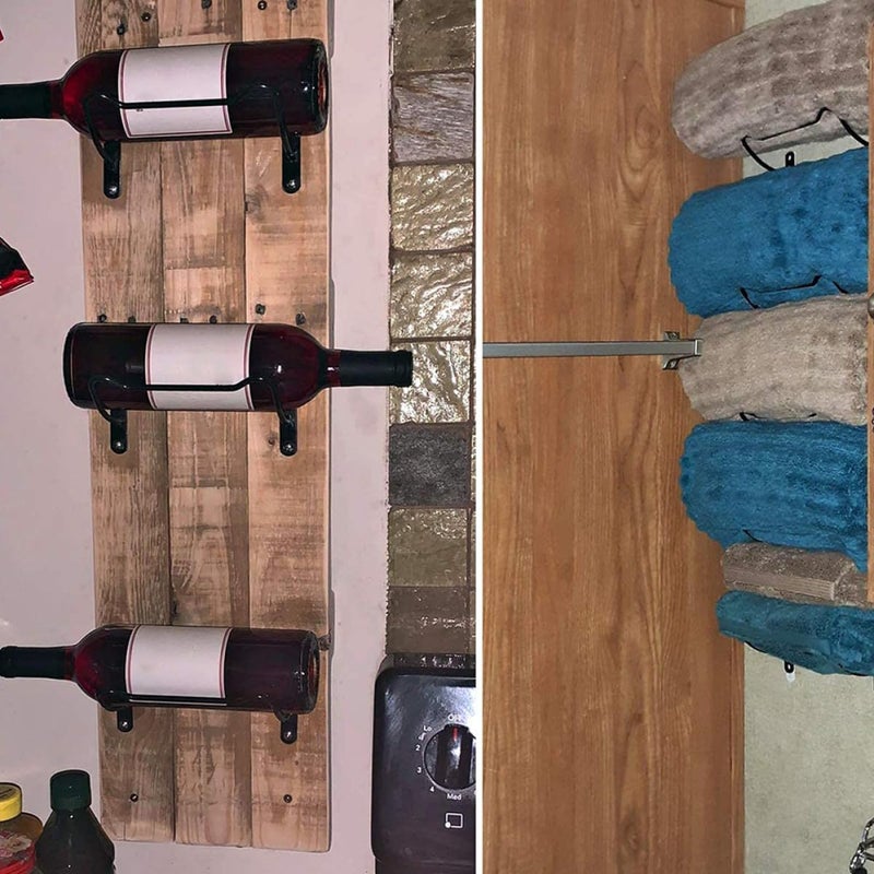 Wall Mounted Wine Rack Set Of 6 Iron Rustic Bottle Holder For Kitchen Bar Storage - Image 5