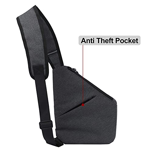 MAYMOONER Men Small Sling Shoulder Crossbody Bag, Lightweight Anti-theft One Strap Casual Chest Bag Slim Backpack for Outdoor Walking Trip Hiking Biking Fits Up to 7.9 inch iPad Mini (Gray) - Image 2