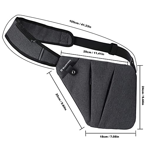 MAYMOONER Men Small Sling Shoulder Crossbody Bag, Lightweight Anti-theft One Strap Casual Chest Bag Slim Backpack for Outdoor Walking Trip Hiking Biking Fits Up to 7.9 inch iPad Mini (Gray) - Image 4