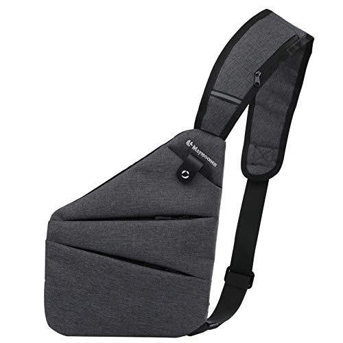 MAYMOONER Men Small Sling Shoulder Crossbody Bag, Lightweight Anti-theft One Strap Casual Chest Bag Slim Backpack for Outdoor Walking Trip Hiking Biking Fits Up to 7.9 inch iPad Mini (Gray) - Image 1