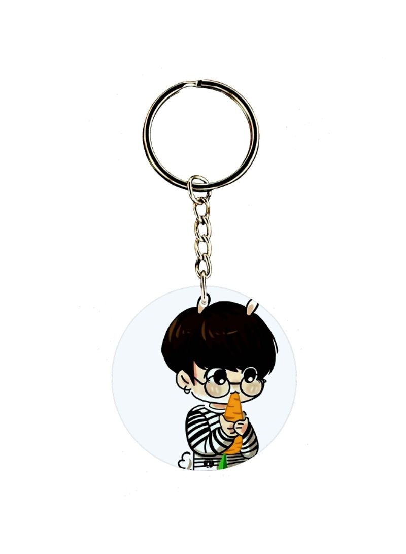 Cartoon Boy Printed Dual Sided Key Ring