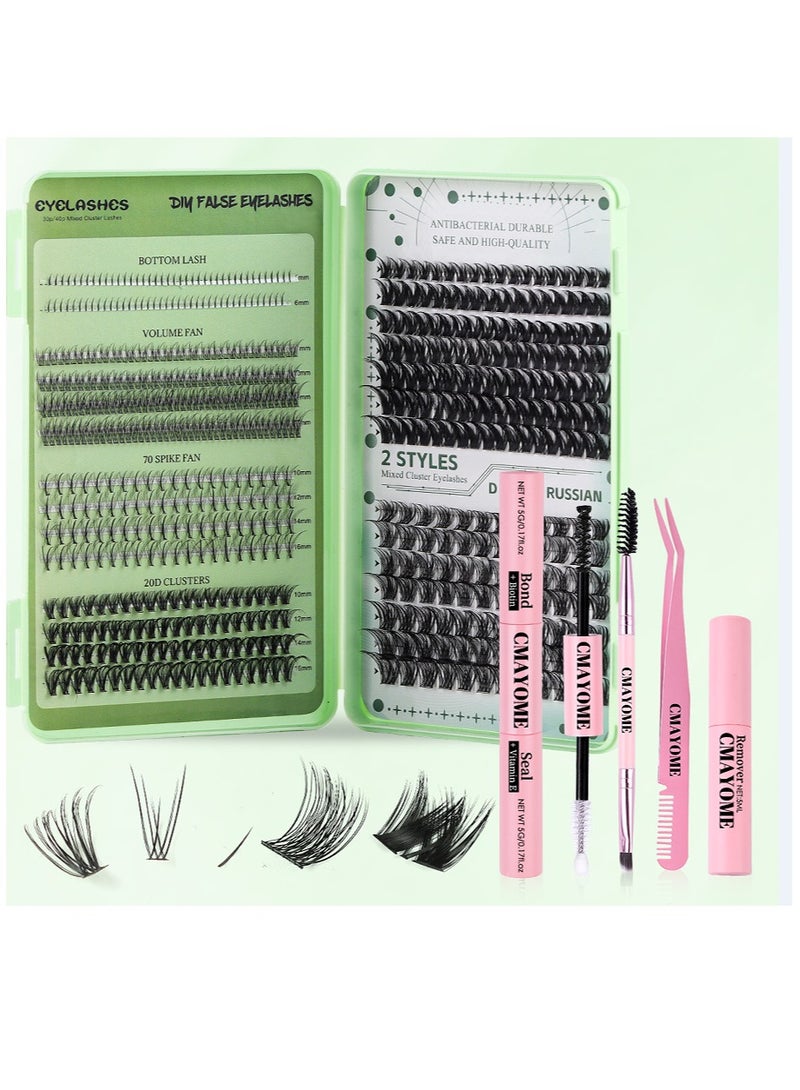 LashesMD DIY Eyelash Extension Kit Lash Clusters Kit Individual Cluster Lashes with Waterproof Lash Bond and Seal and Tweezers D Curl Lash Kit - Image 1