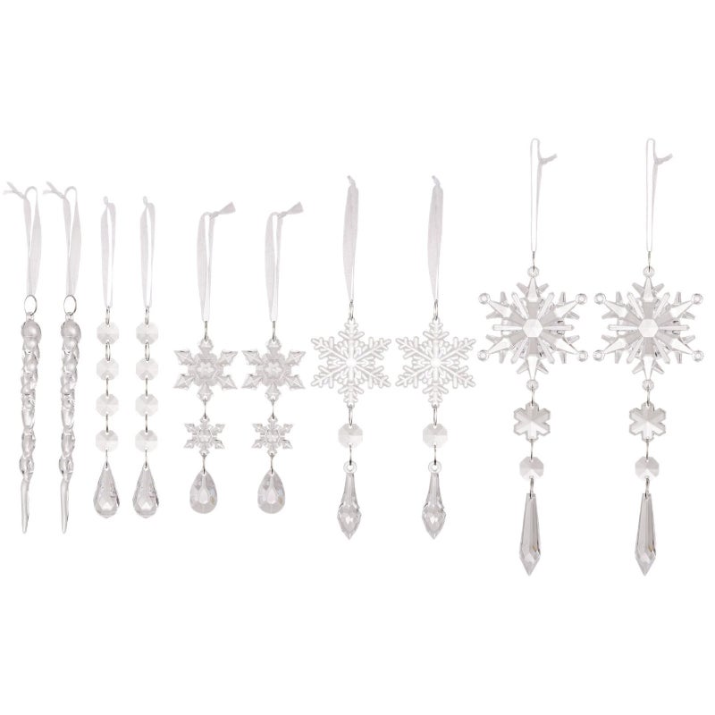 Christmas Decoration Set Crystal Pendant Transparent Simulation Snowflake Ice Strip Christmas Tree Pendant - Image 1