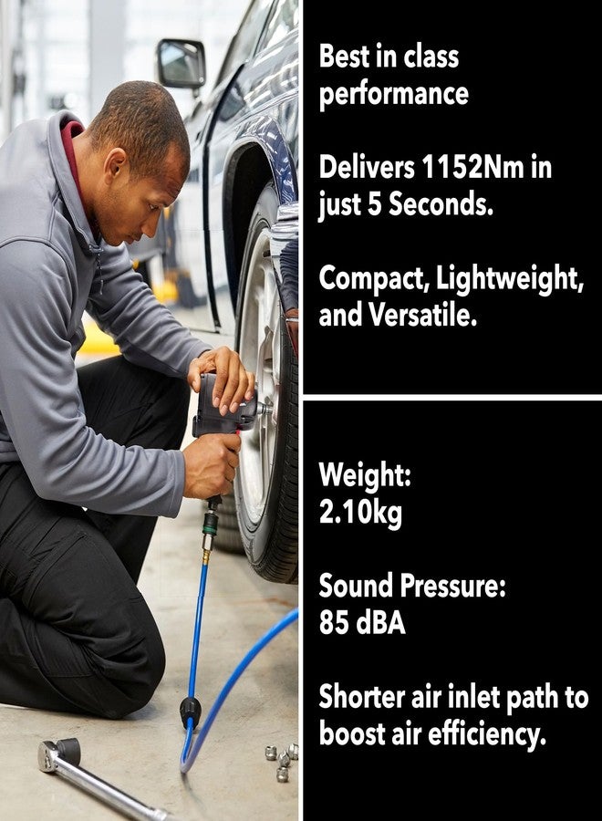M7 NC-4612Q 1/2-inch Drive Quiet Mini Air Impact Wrench, High Torque Wrench and Best-in-Class Performance, Automotive Tool for Professional and Industrial Use, Lightweight Air Tool for Confined Spaces - Image 5