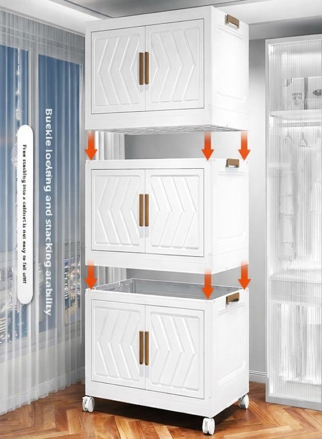 Owme 4 TIER Multipurpose Stackable Cupboard Drawer for Clothes Storage, Wardrobe Cabinet Organizer, Plastic Home Storage, for Office, Kitchen, Hallway Closet Storage Boxes - IVORY - Image 4