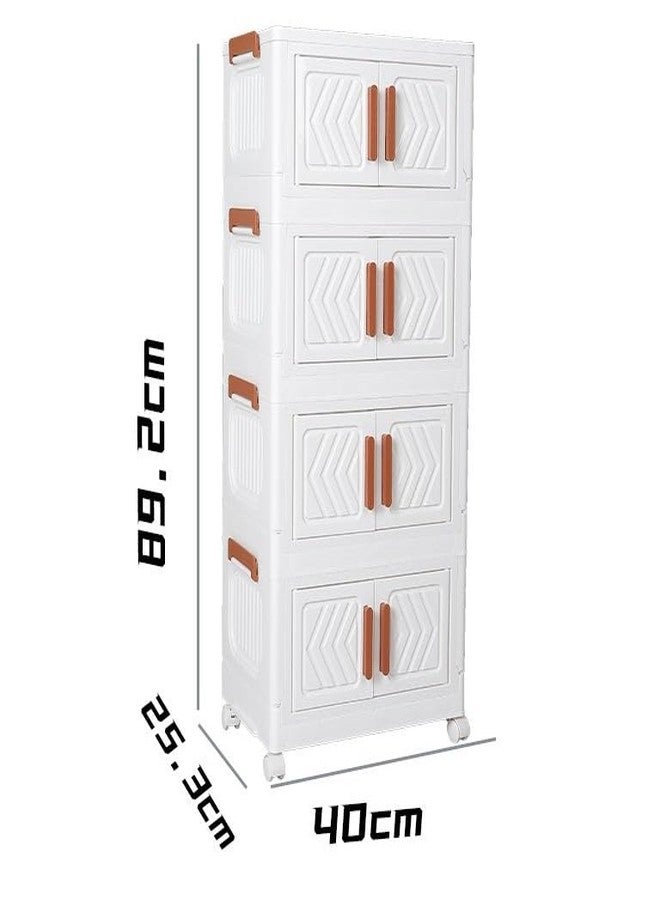 Owme 4 TIER Multipurpose Stackable Cupboard Drawer for Clothes Storage, Wardrobe Cabinet Organizer, Plastic Home Storage, for Office, Kitchen, Hallway Closet Storage Boxes - IVORY - Image 2