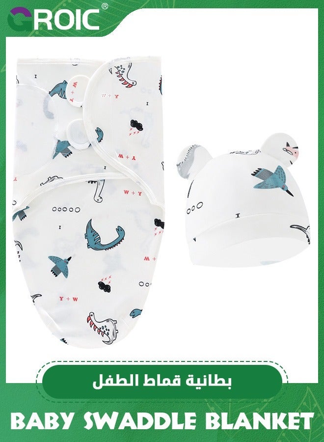 GROIC 2 Packs Baby Swaddle Sleep Sack with Hat Set,Soft Cotton Newborn Wearable Wrap,Baby Nursery Wrap  - Image 3