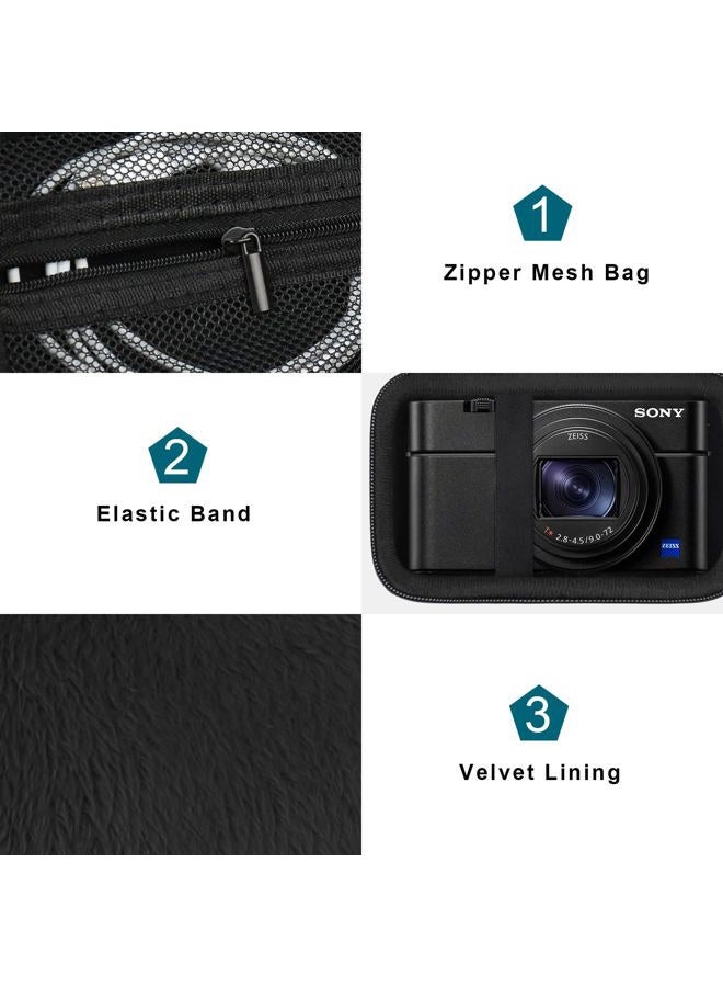 Canboc Carrying Case for Sony RX100 VII/ RX100 VI/ RX100 V/ RX100 IV/ RX100 III Compact Digital Camera, Point and Shoot Vlogging Camera Bag, Zipper Mesh Pocket fits USB Cable, Batteries, Black - Image 5
