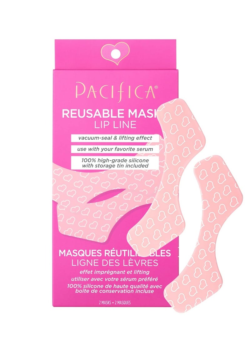 Pacifica Pacifica Beauty Reusable Lip Line Mask, Skincare, Silicone Mask, For Fine Lines and Wrinkles, Lift and Firm, Pair with Serum, Storage Tin Included, Skin Care, Face Masks Skincare, Vegan, 2 Pieces  - Image 1