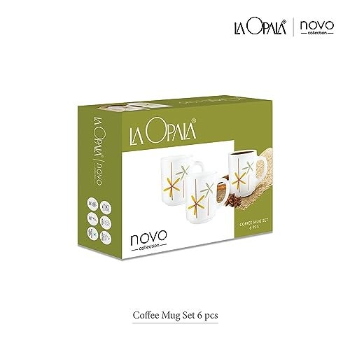 La Opala, Novo Collection Opal Glass Crockery | Coffee Mug Grace Medium, Set of 6 | Blue Orchids, 250 ml | for Tea & Coffee | Microwave Safe | 100% Vegetarian | Extra Strong | Super Light & White - Image 4
