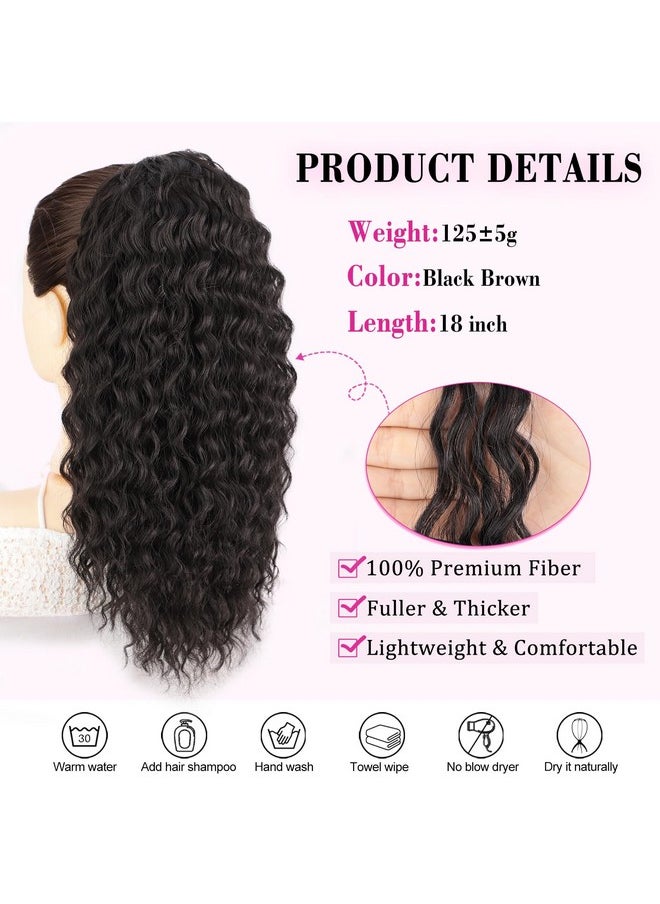 QGZ - Gz Afro Curly Ponytail Extension Long Black Brown Drawstring Ponytail For Black Women Synthetic 18 Inch Fluffy Hairpiece For Daily Use - Image 1