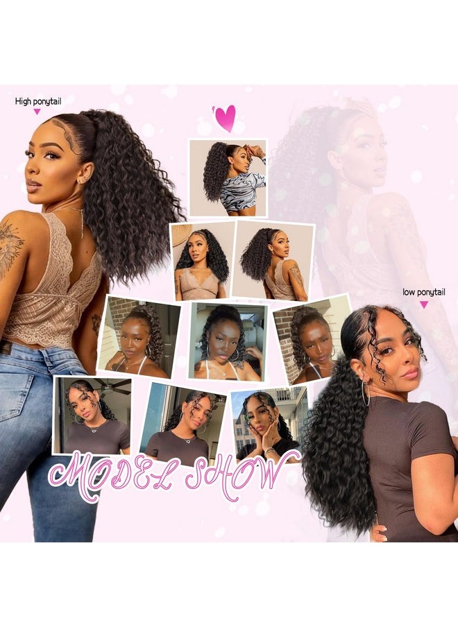QGZ - Gz Afro Curly Ponytail Extension Long Black Brown Drawstring Ponytail For Black Women Synthetic 18 Inch Fluffy Hairpiece For Daily Use - Image 1