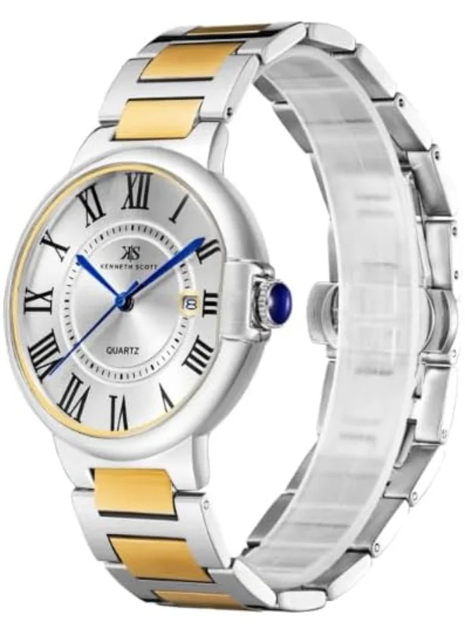 KENNETH SCOTT Kenneth Scott Men's Analog White Dial Watch - K23053-TBTW