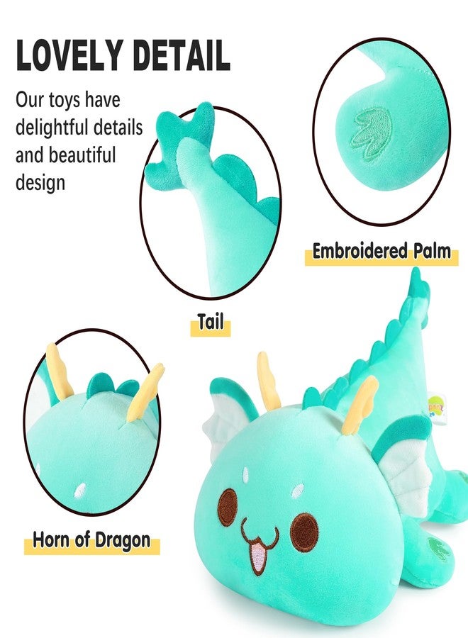 Onsoyours Chubby Dragon Stuffed Animal Adorable Plushies Soft Huggable Plush Pillow Kawaii Cute Dragon Plushie Toy for Kids (Cyan Dragon, 10") - Image 3