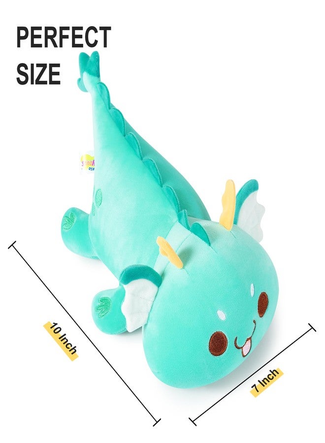 Onsoyours Chubby Dragon Stuffed Animal Adorable Plushies Soft Huggable Plush Pillow Kawaii Cute Dragon Plushie Toy for Kids (Cyan Dragon, 10") - Image 4