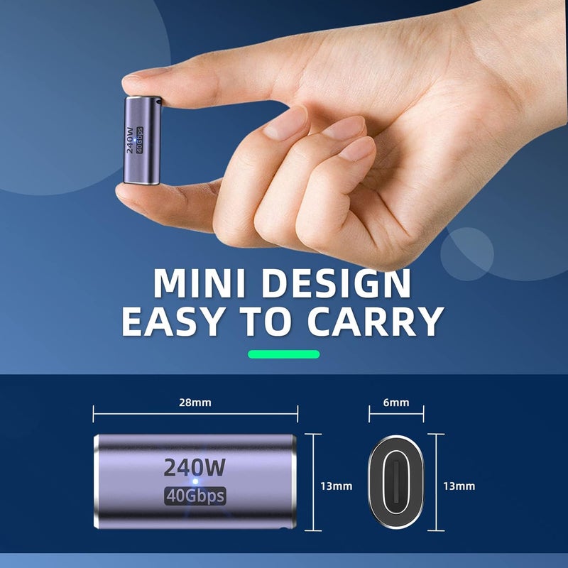DuHeSin USB-C Coupler (4 Pack) - Female to Female Adapter, PD 240W, 40 Gbps, 8K 60Hz Video, Compatible with Thunderbolt 4/3, MacBook Pro/Air, USB-C HUB & More Type C Devices - Image 2