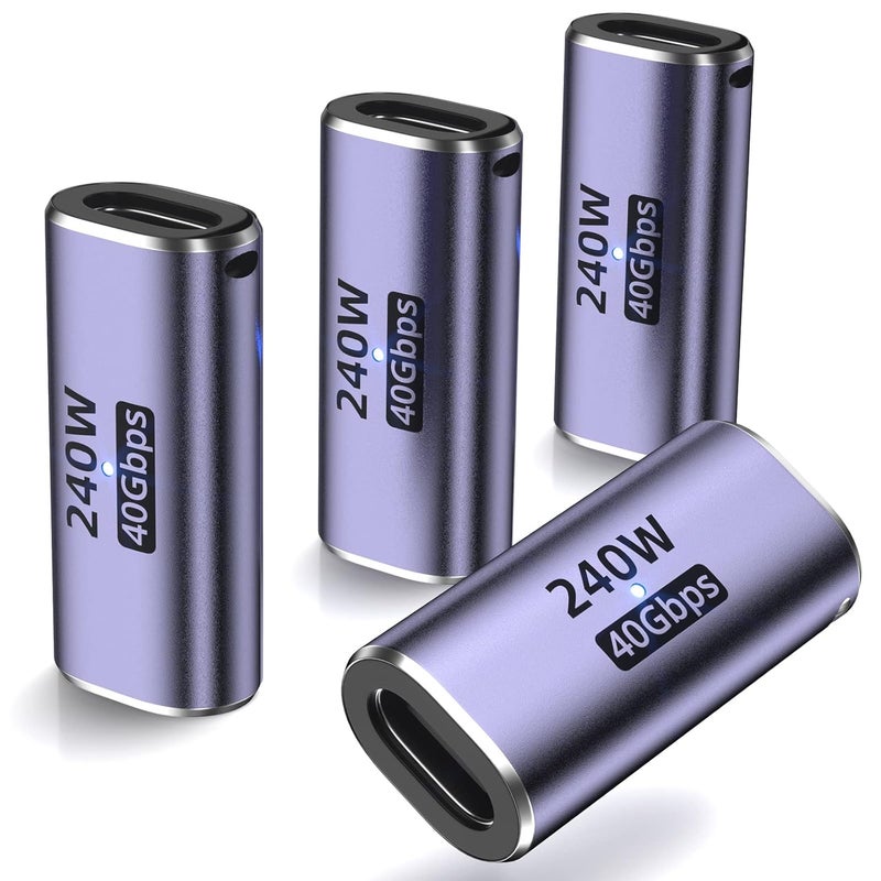 DuHeSin USB-C Coupler (4 Pack) - Female to Female Adapter, PD 240W, 40 Gbps, 8K 60Hz Video, Compatible with Thunderbolt 4/3, MacBook Pro/Air, USB-C HUB & More Type C Devices - Image 1