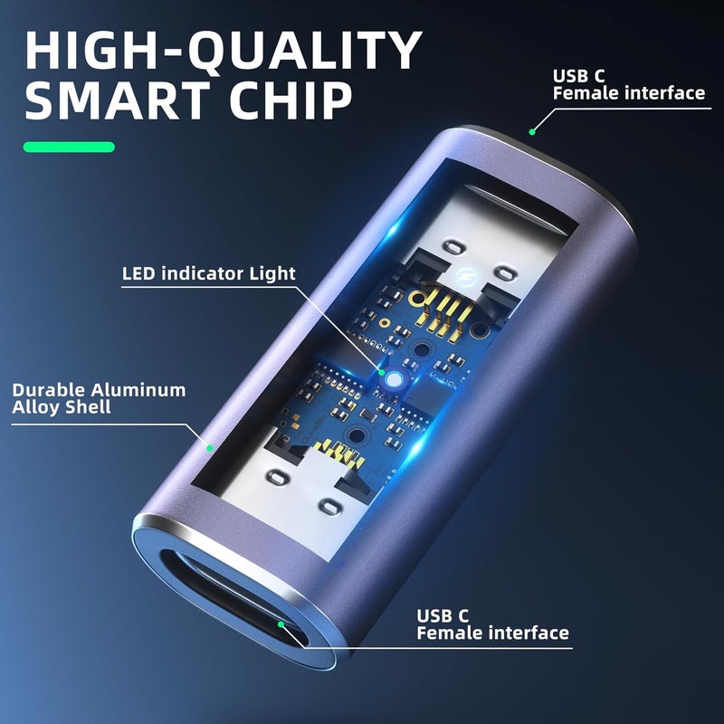 DuHeSin USB-C Coupler (4 Pack) - Female to Female Adapter, PD 240W, 40 Gbps, 8K 60Hz Video, Compatible with Thunderbolt 4/3, MacBook Pro/Air, USB-C HUB & More Type C Devices - Image 3