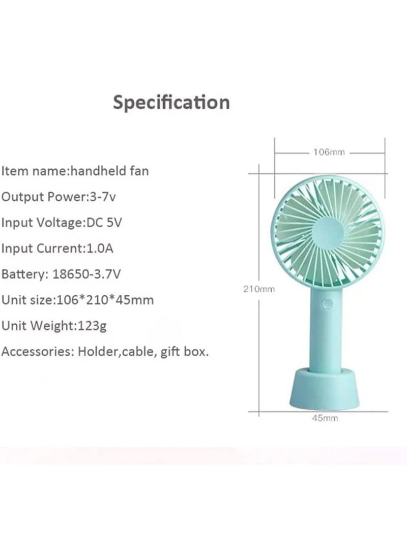 Generic - Mini Portable Handheld Fan, Usb Rechargeable, 3.7v Battery, Dust-proof Design With Stand Multi Color - Image 1