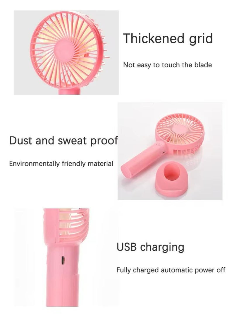 Generic - Mini Portable Handheld Fan, Usb Rechargeable, 3.7v Battery, Dust-proof Design With Stand Multi Color - Image 1