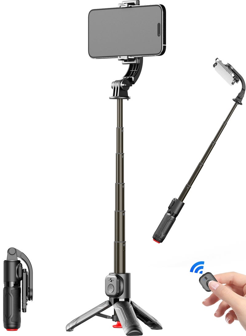 حامل ثلاثي القوائم للتصوير الفوتوغرافي قابل للنشر تلقائيًا، عصا سيلفي صغيرة تلسكوبية من سبائك الألومنيوم، تدور 360 درجة، جهاز تحكم عن بعد بتقنية البلوتوث - Image 1