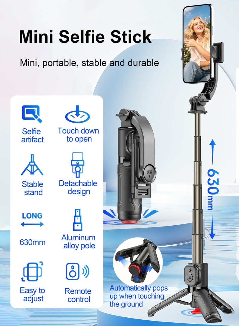 حامل ثلاثي القوائم للتصوير الفوتوغرافي قابل للنشر تلقائيًا، عصا سيلفي صغيرة تلسكوبية من سبائك الألومنيوم، تدور 360 درجة، جهاز تحكم عن بعد بتقنية البلوتوث - Image 2