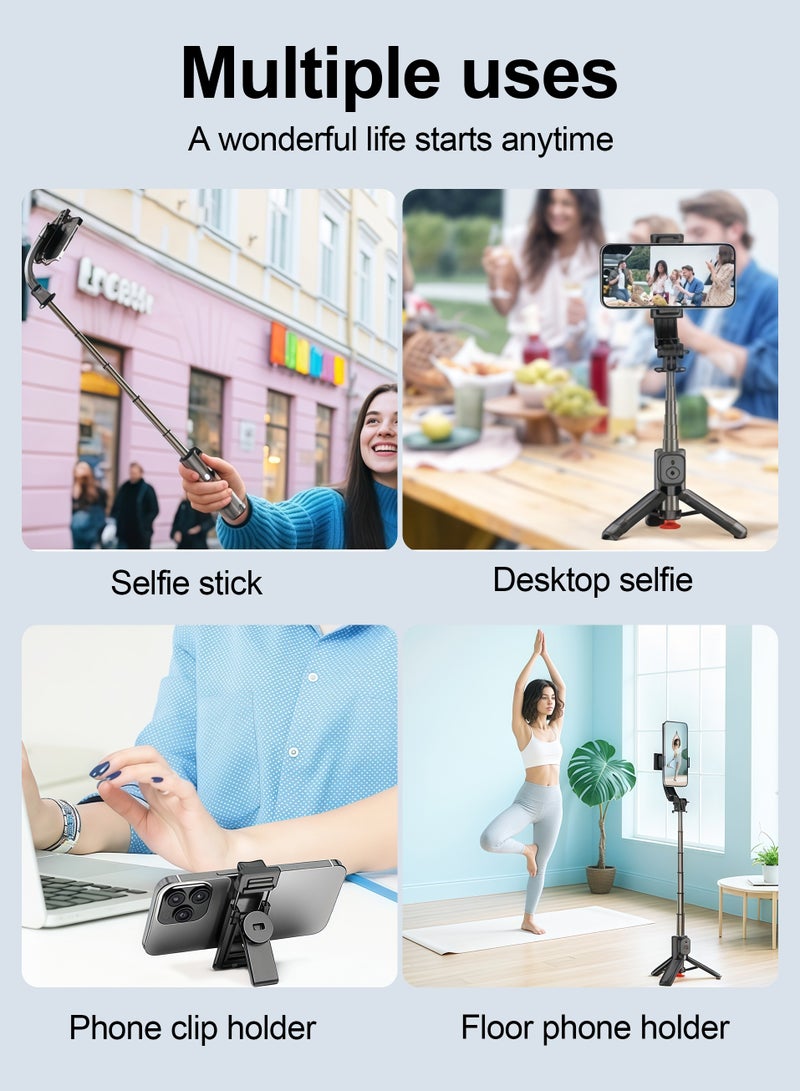 حامل ثلاثي القوائم للتصوير الفوتوغرافي قابل للنشر تلقائيًا، عصا سيلفي صغيرة تلسكوبية من سبائك الألومنيوم، تدور 360 درجة، جهاز تحكم عن بعد بتقنية البلوتوث - Image 3
