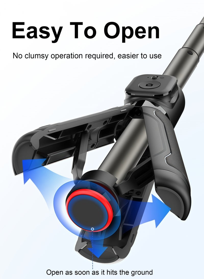 حامل ثلاثي القوائم للتصوير الفوتوغرافي قابل للنشر تلقائيًا، عصا سيلفي صغيرة تلسكوبية من سبائك الألومنيوم، تدور 360 درجة، جهاز تحكم عن بعد بتقنية البلوتوث - Image 5