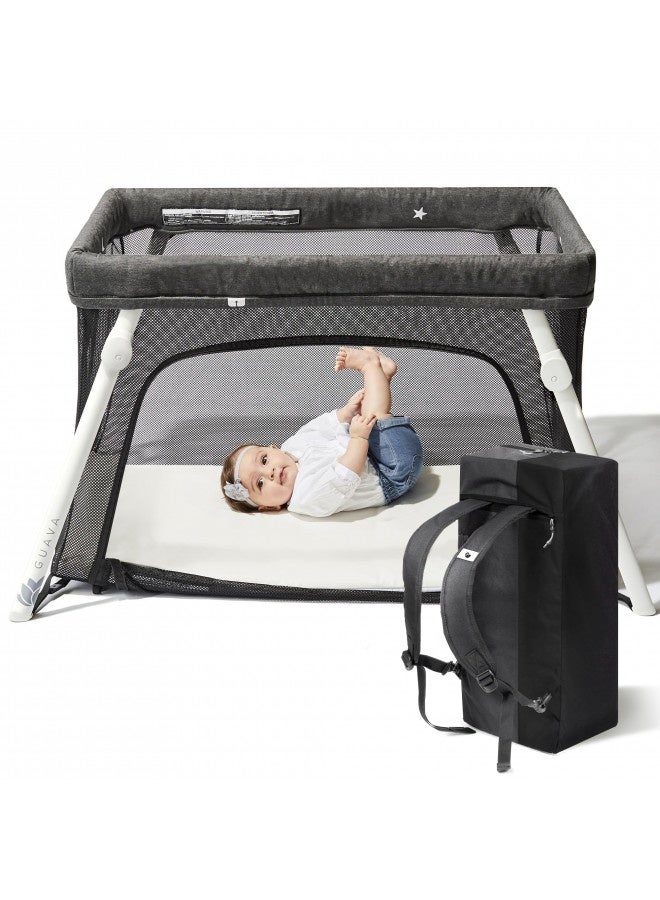 Guava Family Guava Lotus Travel Crib With Lightweight Backpack Design | Certified Baby Safe Portable Crib | Folding Play Yard With Comfy Mattress | Portable Playpen For Babies And Toddlers | Compact Baby Travel B - Image 1
