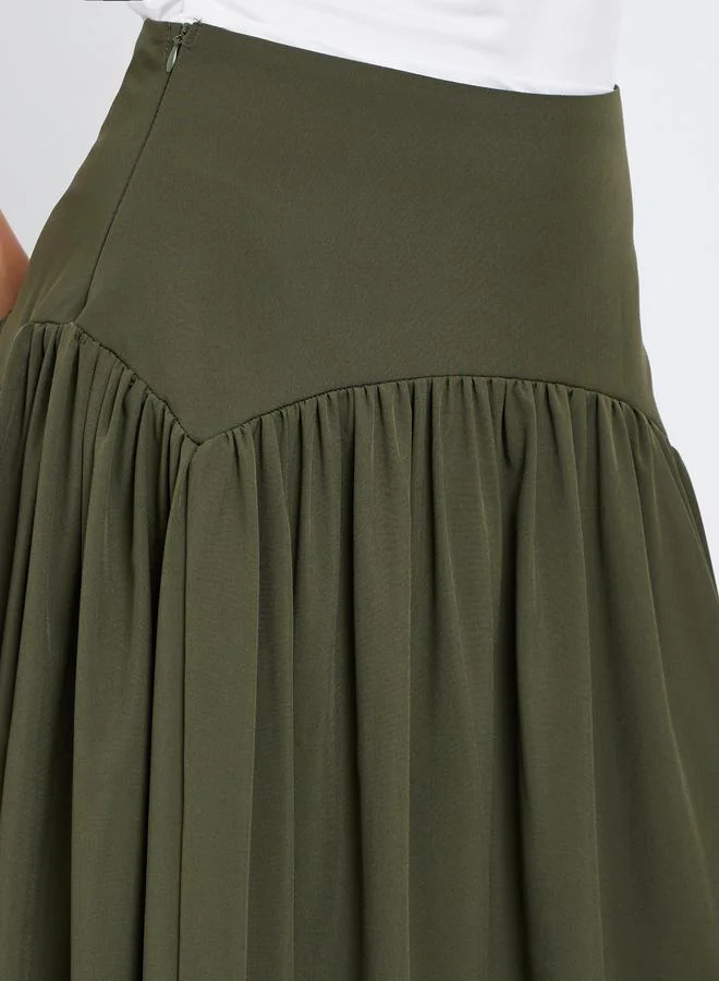 Take Two Take Two Solid Gathered Detail A-Line Maxi Skirt