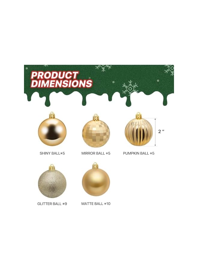 The Bros Christmas Balls Ornaments 34 Pcs Shatterproof Christmas Tree Decorations Hanging 4CM Ball for Xmas Tree Holiday Wedding Party Decoration - Image 3