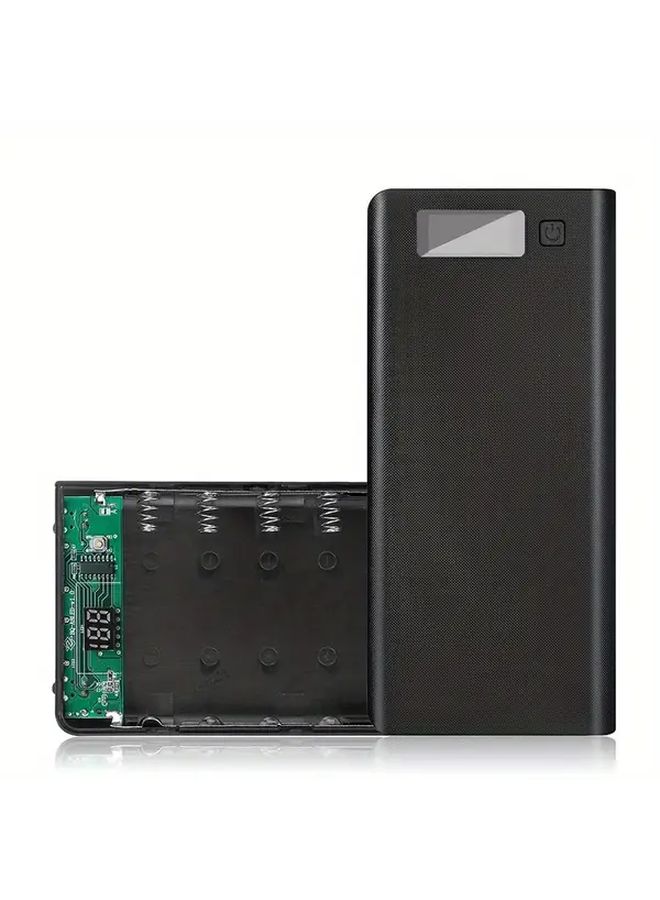 صندوق شاحن بطارية 18650 ذو 8 فتحات باللون الأسود مع منفذي USB مزدوجين وغطاء شفاف - Image 1