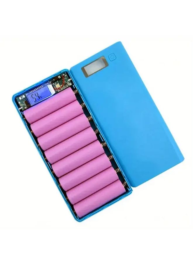 صندوق شاحن بطارية 18650 ذو 8 فتحات باللون الأسود مع منفذي USB مزدوجين وغطاء شفاف - Image 3