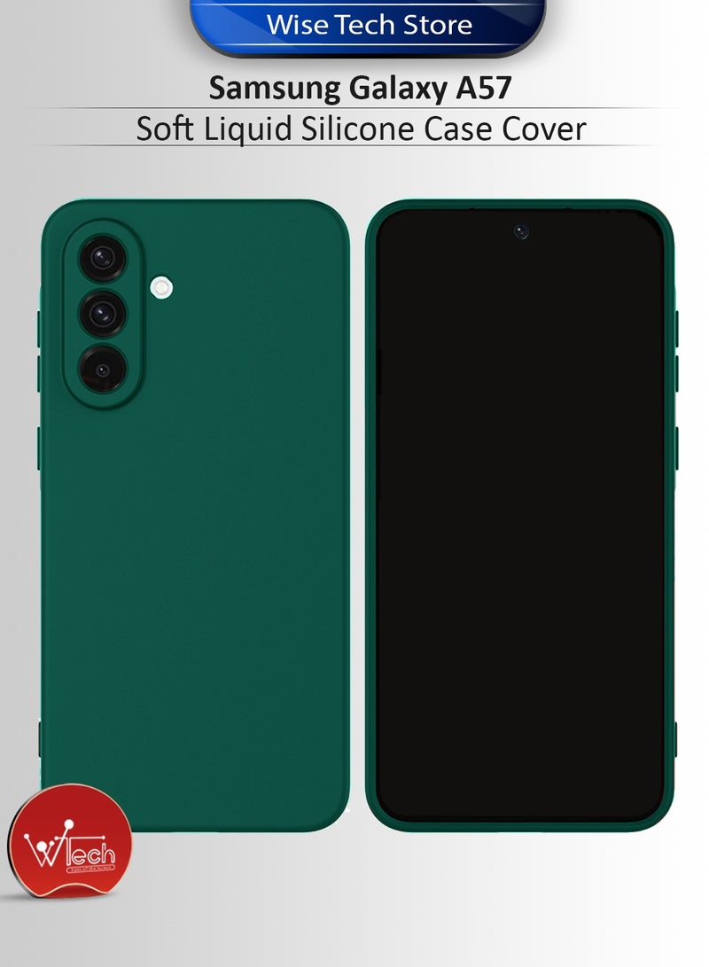 دبليو تيك غطاء حماية من السيليكون السائل الناعم لهاتف سامسونج جالاكسي A57 5G 2025 (MCRPSN) - أخضر داكن - Image 1