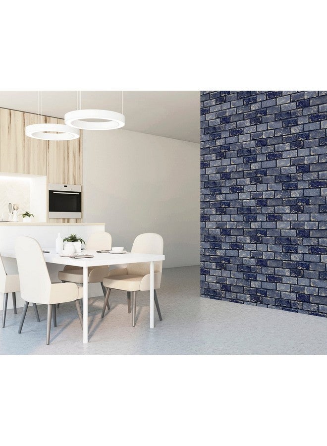 ARThouse Artistick Metallic Brick Navy Gold Peel And Stick Self Adhesive Wallpaper 6M/19.6 Foot Long Great For Upcycling Furniture Cabinets Kitchen Drawers Shelves Peel & Stick 300207  - Image 4