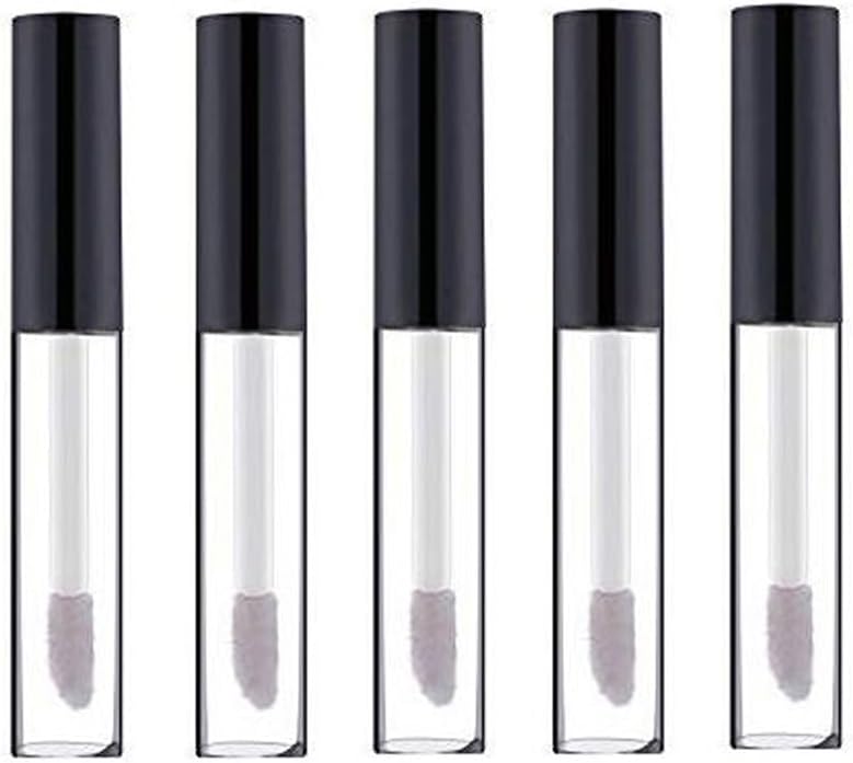 UPSTORE 5Pcs 10ml Empty Plastic Clear lip Gloss Tube Containers Refillable Lip Balm Bottle with Rubber Insert for DIY Makeup Lip Samples Lipstick
